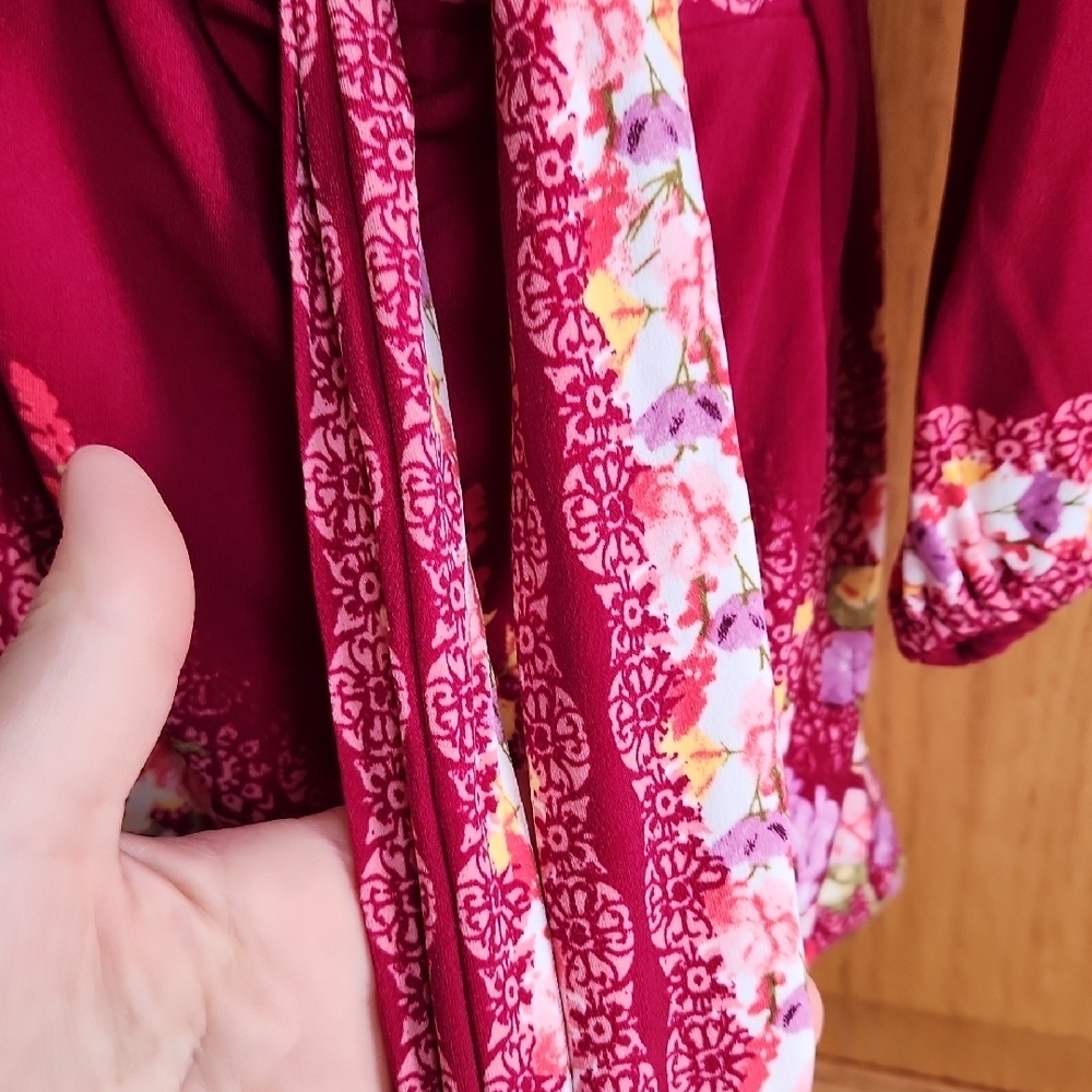 JM Collection Floral Belted Top - Picture 7 of 14